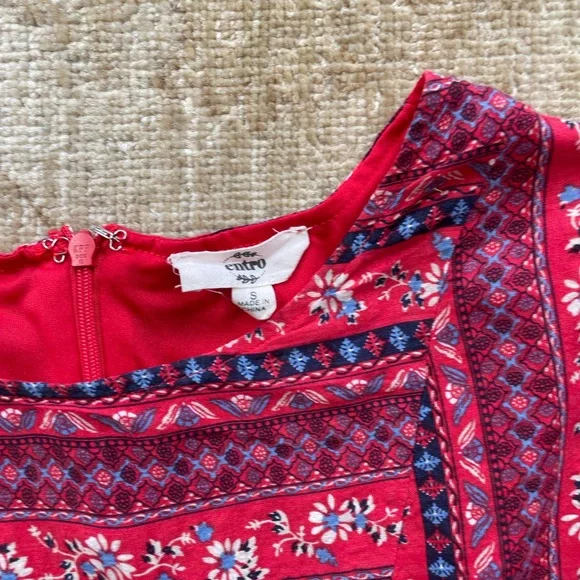Red Floral print Entro Cotton dress size S - Picture 3 of 11